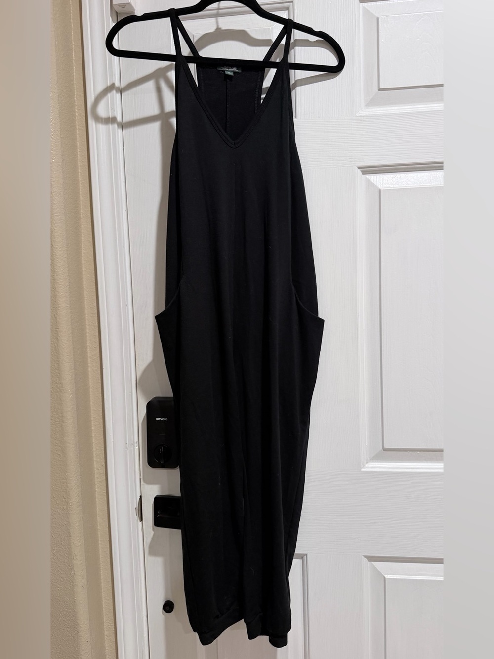 Black Sleeveless V-Neck Jumpsuit with Side Pockets